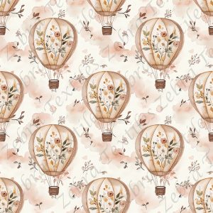 Montgolfière floral boho fond feuillage