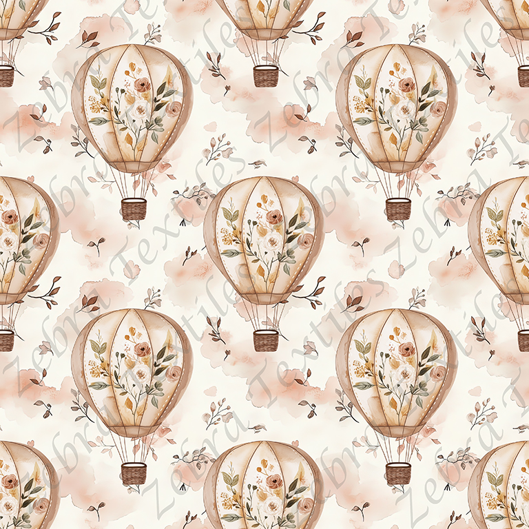 Montgolfière floral boho fond feuillage