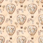 Montgolfière floral boho fond sable