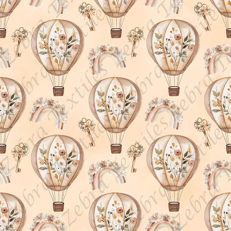 Montgolfière floral boho fond sable