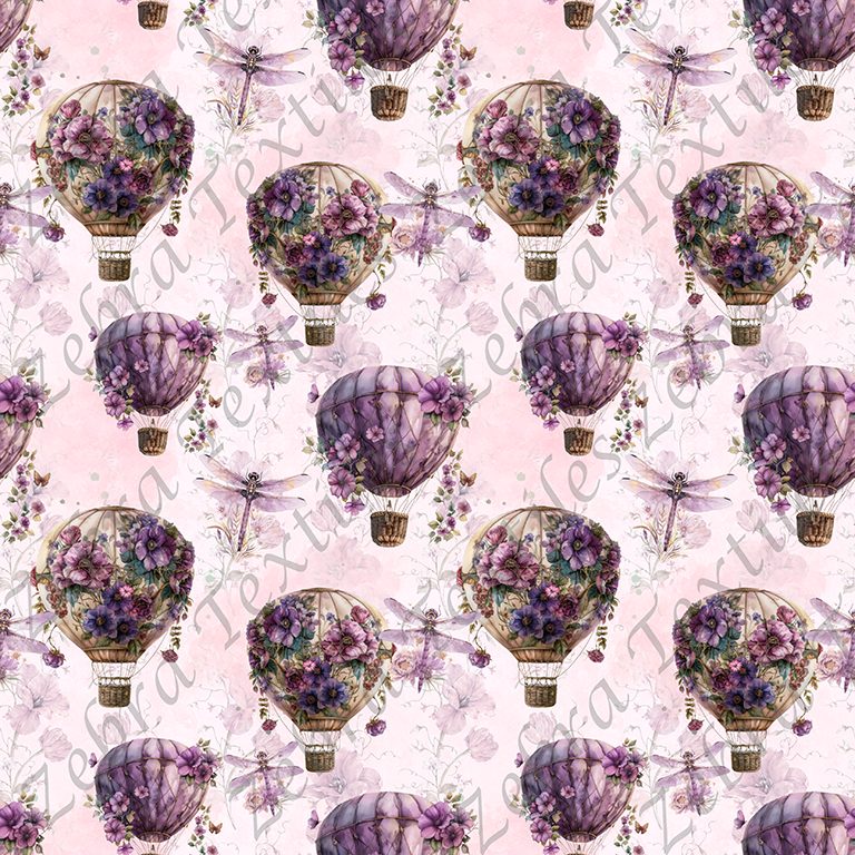 Montgolfière floral mauve