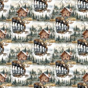 Orignal et chalet en montagne