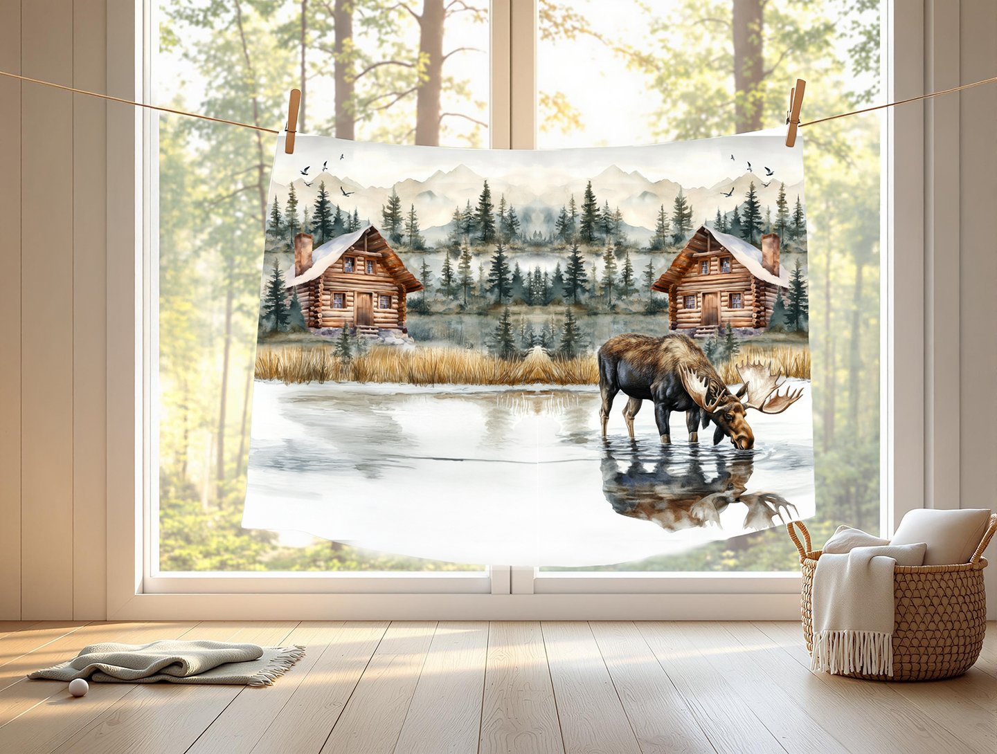 Orignal et chalet en montagne
