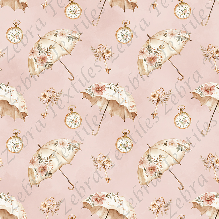 Parapluie floral boho fond rosé