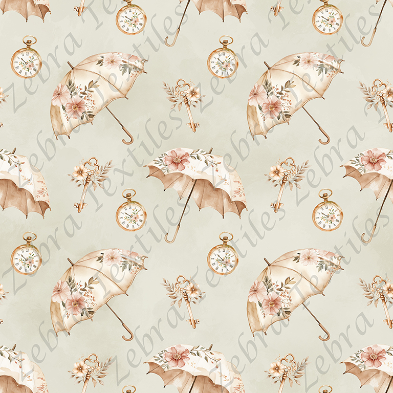 Parapluie floral boho fond sauge