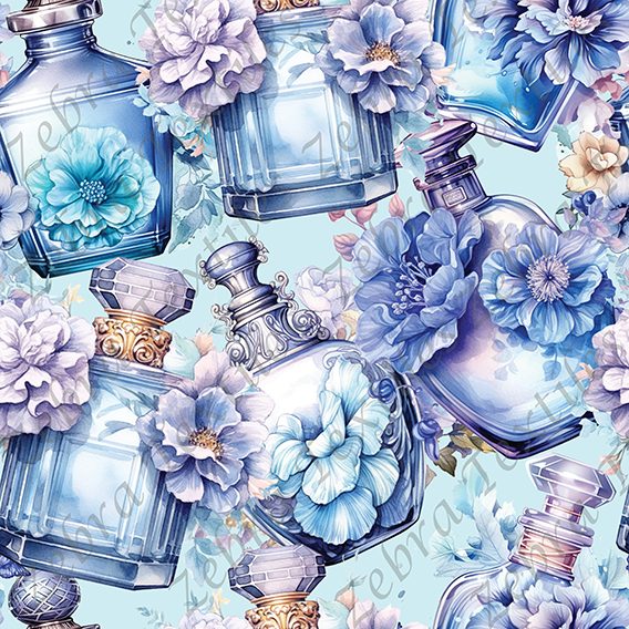 Parfum floral bleu mauve