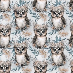 Petit hibou floral et feuillage