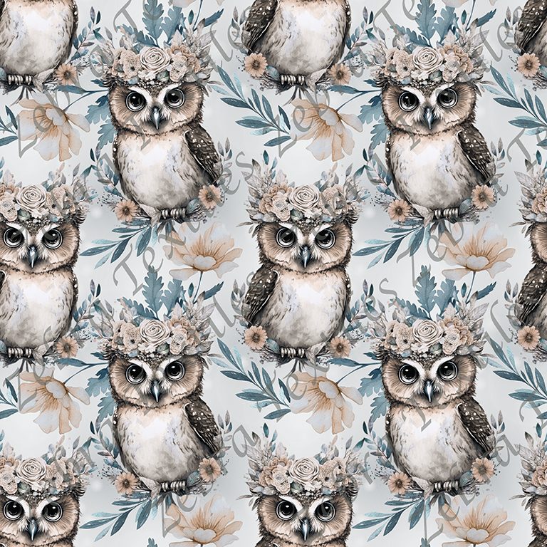 Petit hibou floral et feuillage