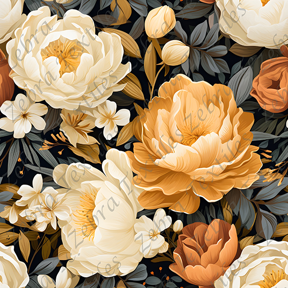 Pivoine crème et orangée
