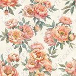 Pivoine pêche fond crème