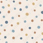 Pois bleu et moutarde fond crème