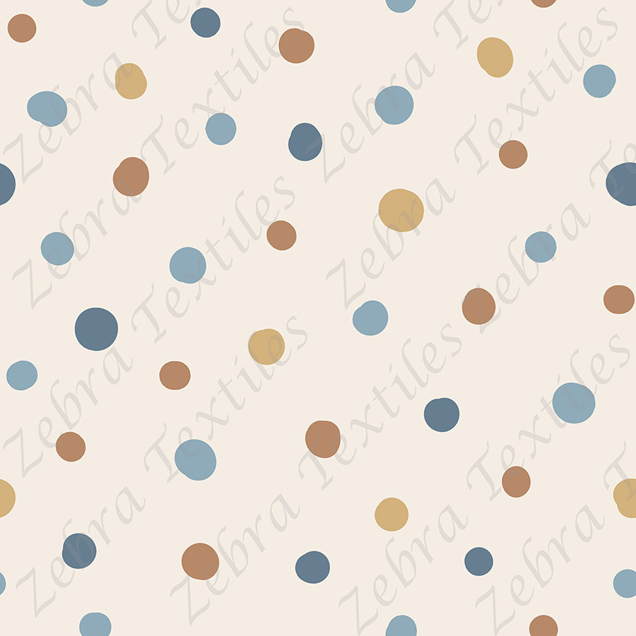 Pois bleu et moutarde fond crème