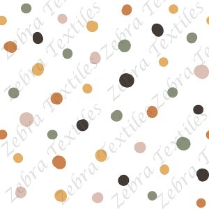 Pois vert et orange fond blanc