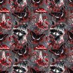 Raton et papillon rouge fond grunge