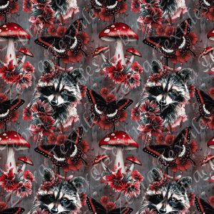 Raton et papillon rouge fond grunge