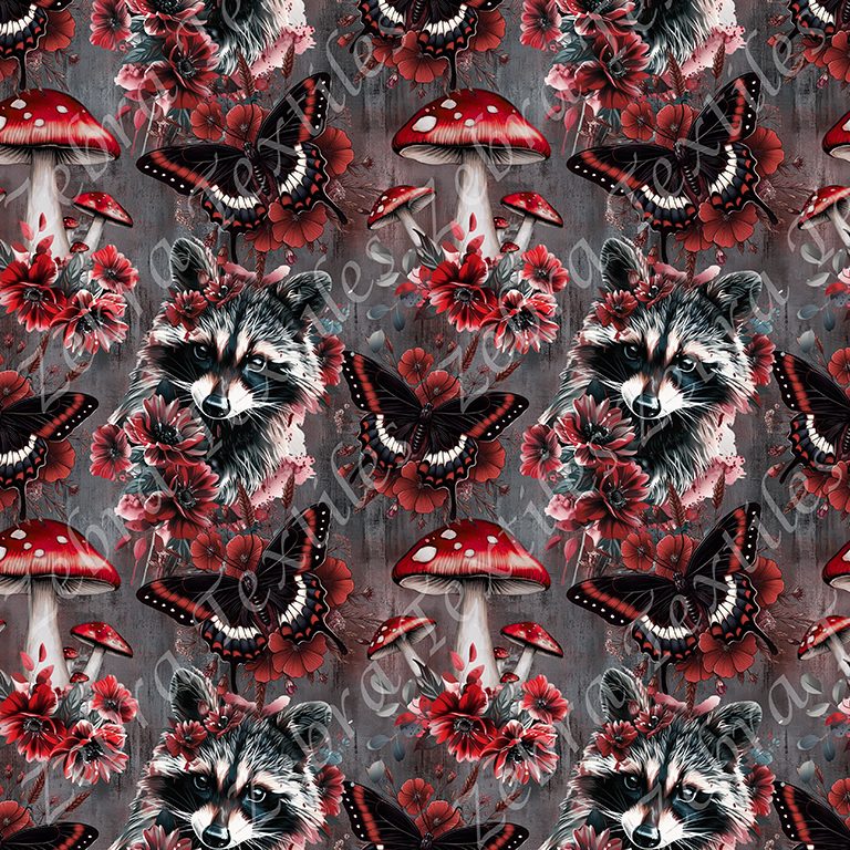 Raton et papillon rouge fond grunge