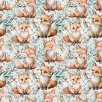 Renard caramel feuillage fond taupe