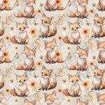 Renard caramel feuillage orangé fond taupe