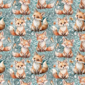Renard caramel fond feuillage vert