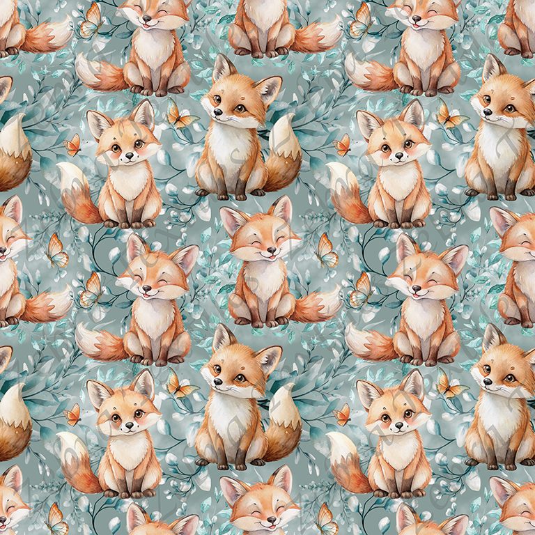 Renard caramel fond feuillage vert