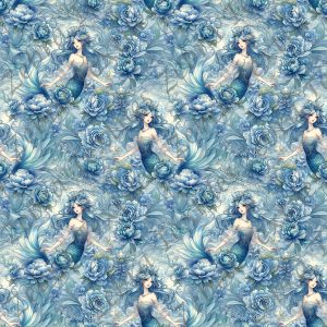 Sirène et pivoine bleue