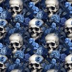 Skull floral bleu 1