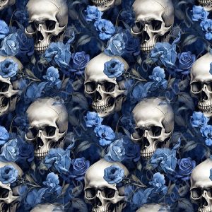 Skull floral bleu 1
