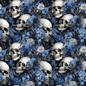 Skull floral bleu 2