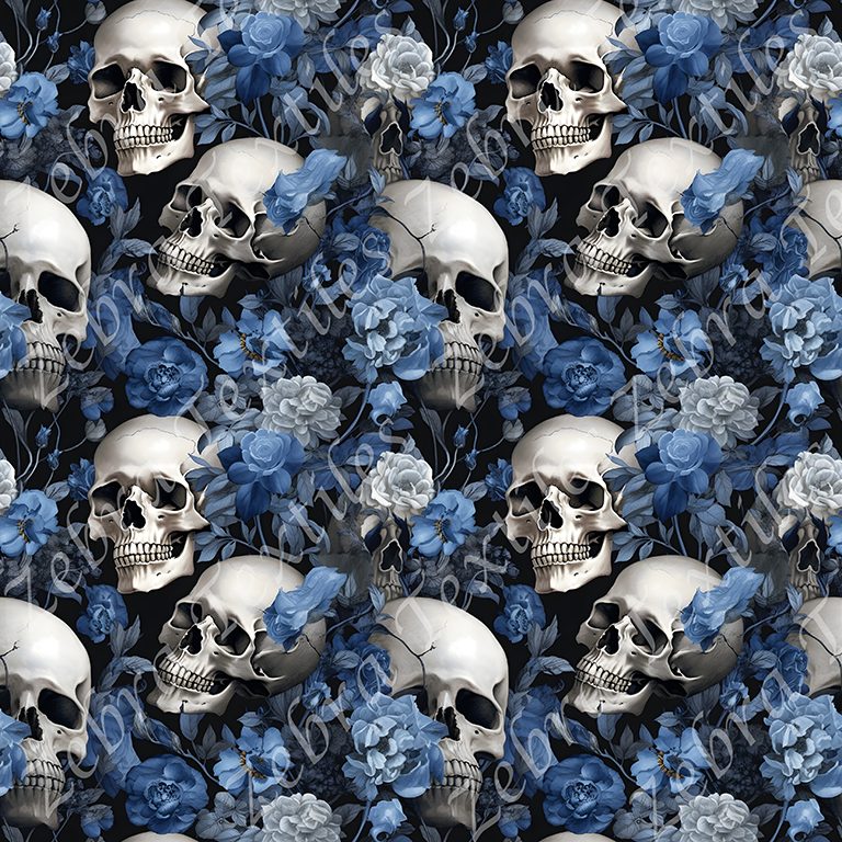 Skull floral bleu 2