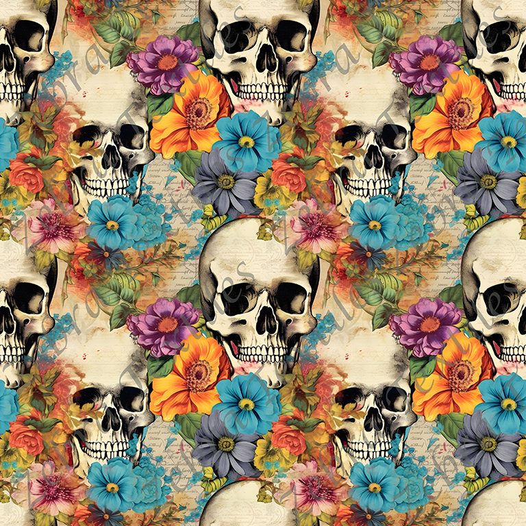 Skull floral coloré