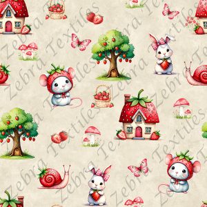 Souris et lapin fraise fond sable