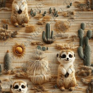 Suricate lainage et cactus