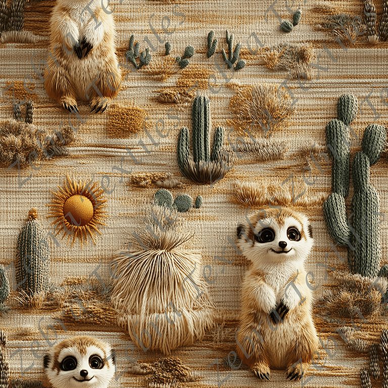 Suricate lainage et cactus