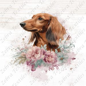 Teckel brun floral