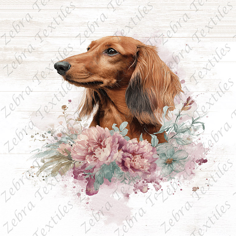 Teckel brun floral