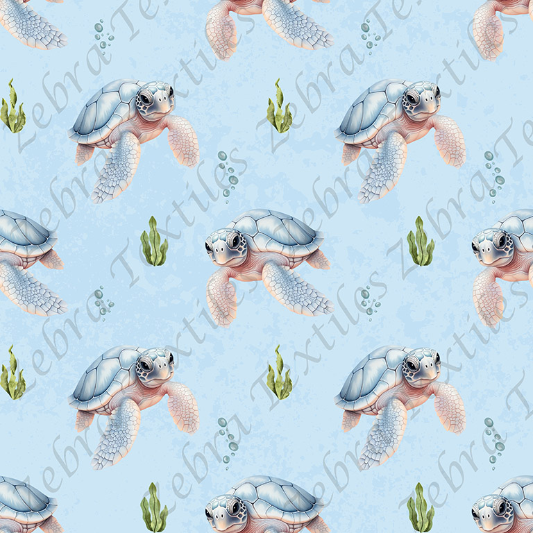 Tortue bleutée fond bleu