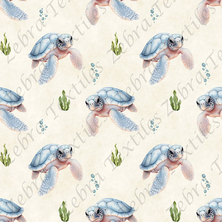 Tortue bleutée fond crème