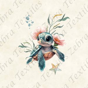 Tortue et algue fond crème