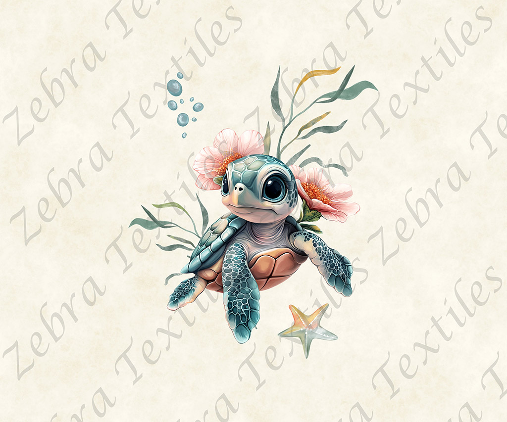 Tortue et algue fond crème