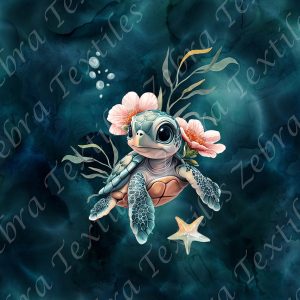 Tortue et algue fond eau