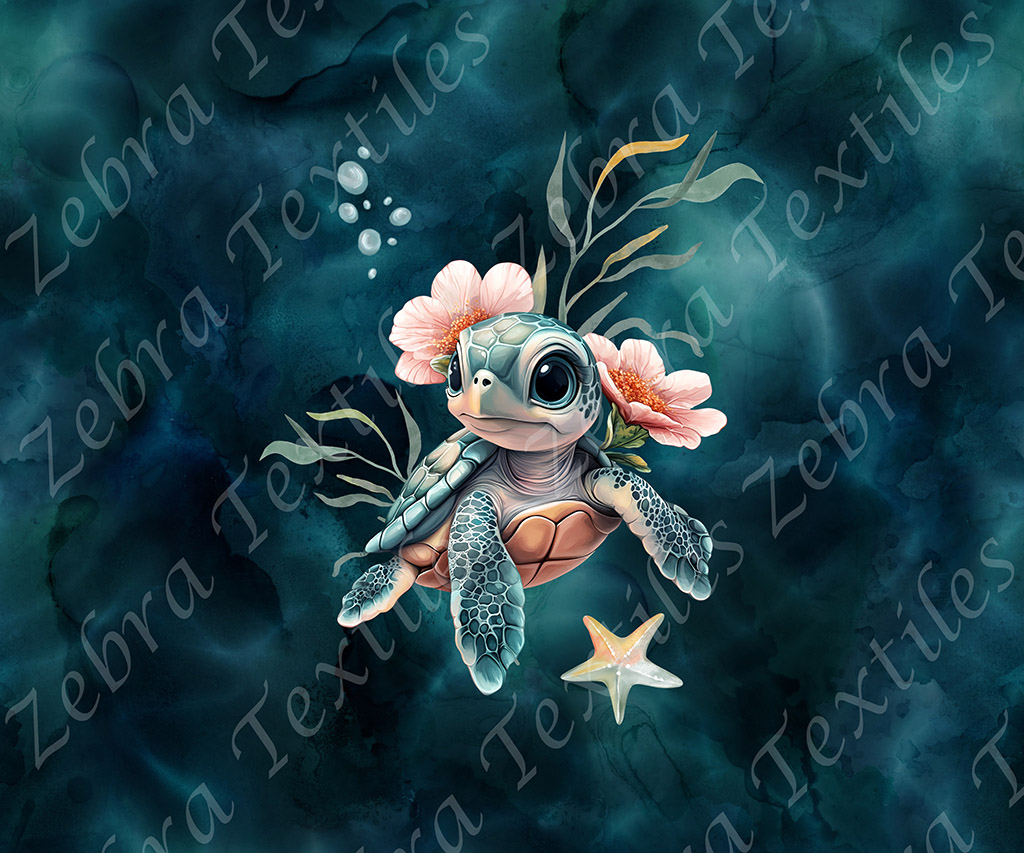 Tortue et algue fond eau