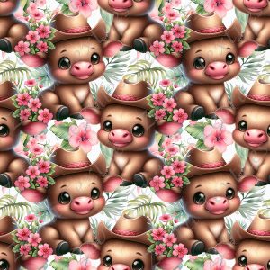 Vache cowgirl fond fleur