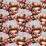 Vache cowgirl fond gris