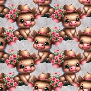 Vache cowgirl fond gris