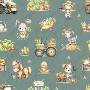 Animaux mignon au champs fond sarcelle