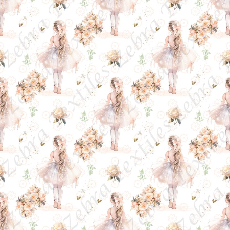 Ballerine et fleur fond blanc