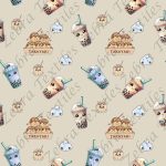 Bubble tea bleu et crème fond taupe