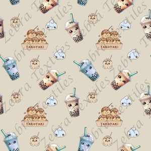 Bubble tea bleu et crème fond taupe