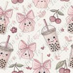 Bubble tea girly fond crème à pois