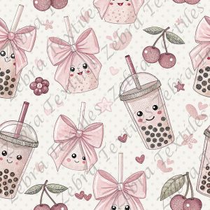 Bubble tea girly fond crème à pois